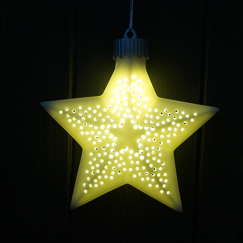 Ceramic Light Up Star Shaped Bauble with inner Star detail (10.9cm) detail page
